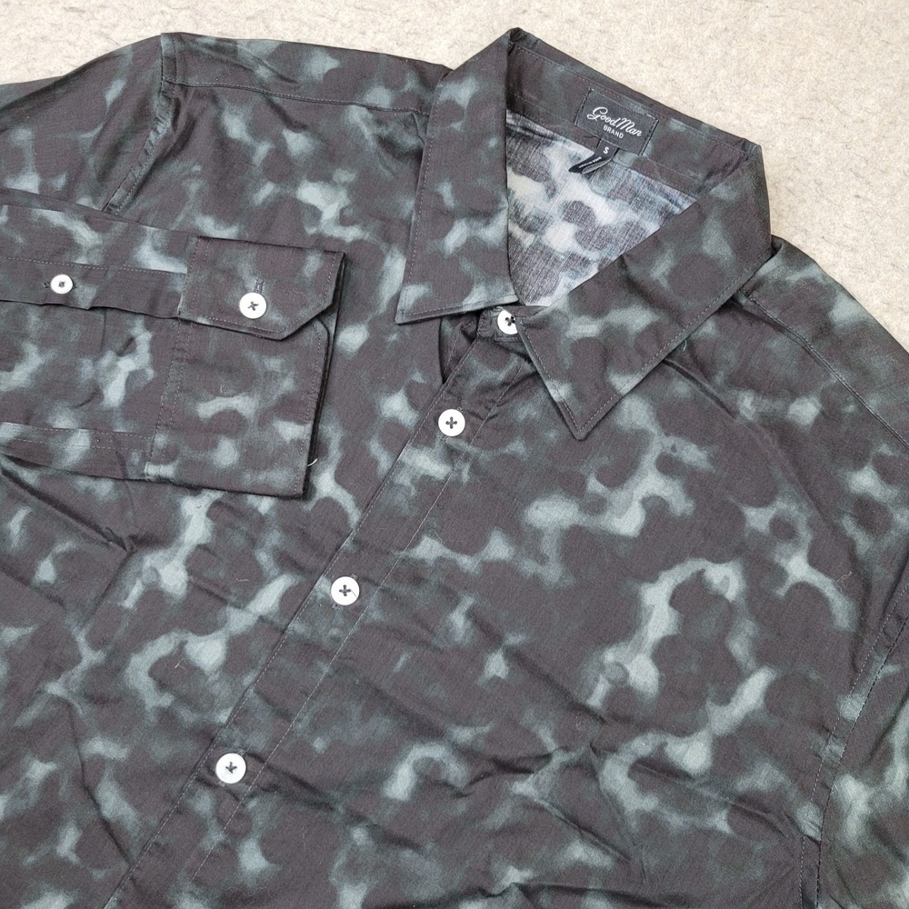 Good‎ Man Brand Shirt Mens S Black Camo Long Sleeve Button Up Lightweight NEW